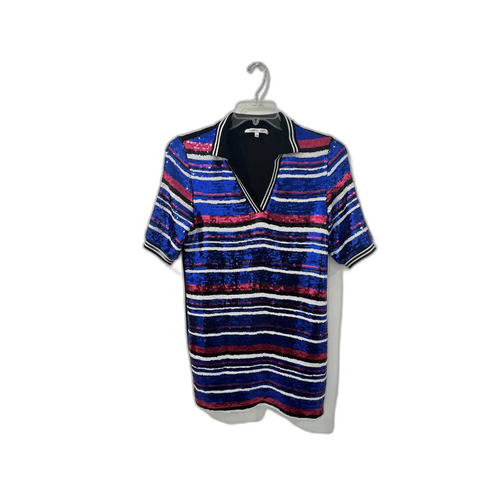 Endless Rose Sequin Striped Polo Mini Dress Size M Preppy Glam Party